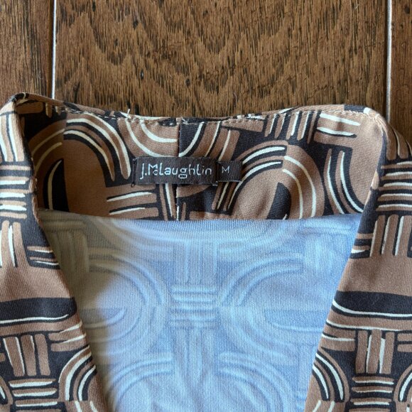 JMcLaughlin Geometric Print Dress. Size M. Brown/Tan. NWOT. - Picture 6 of 8